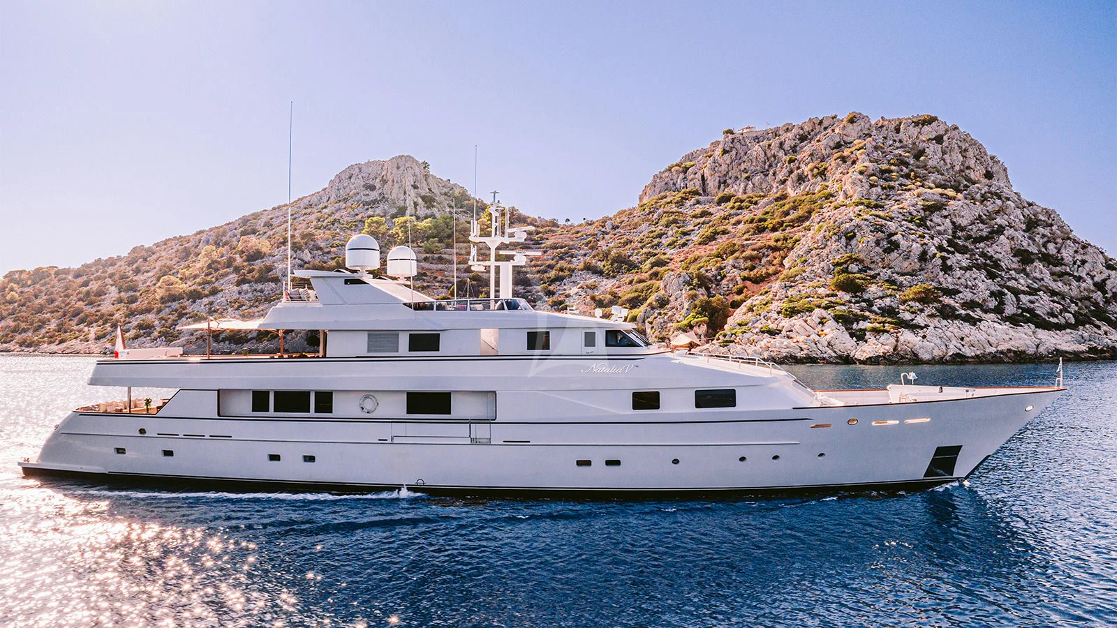 a boat in the water aboard NATALIA V Yacht for Sale