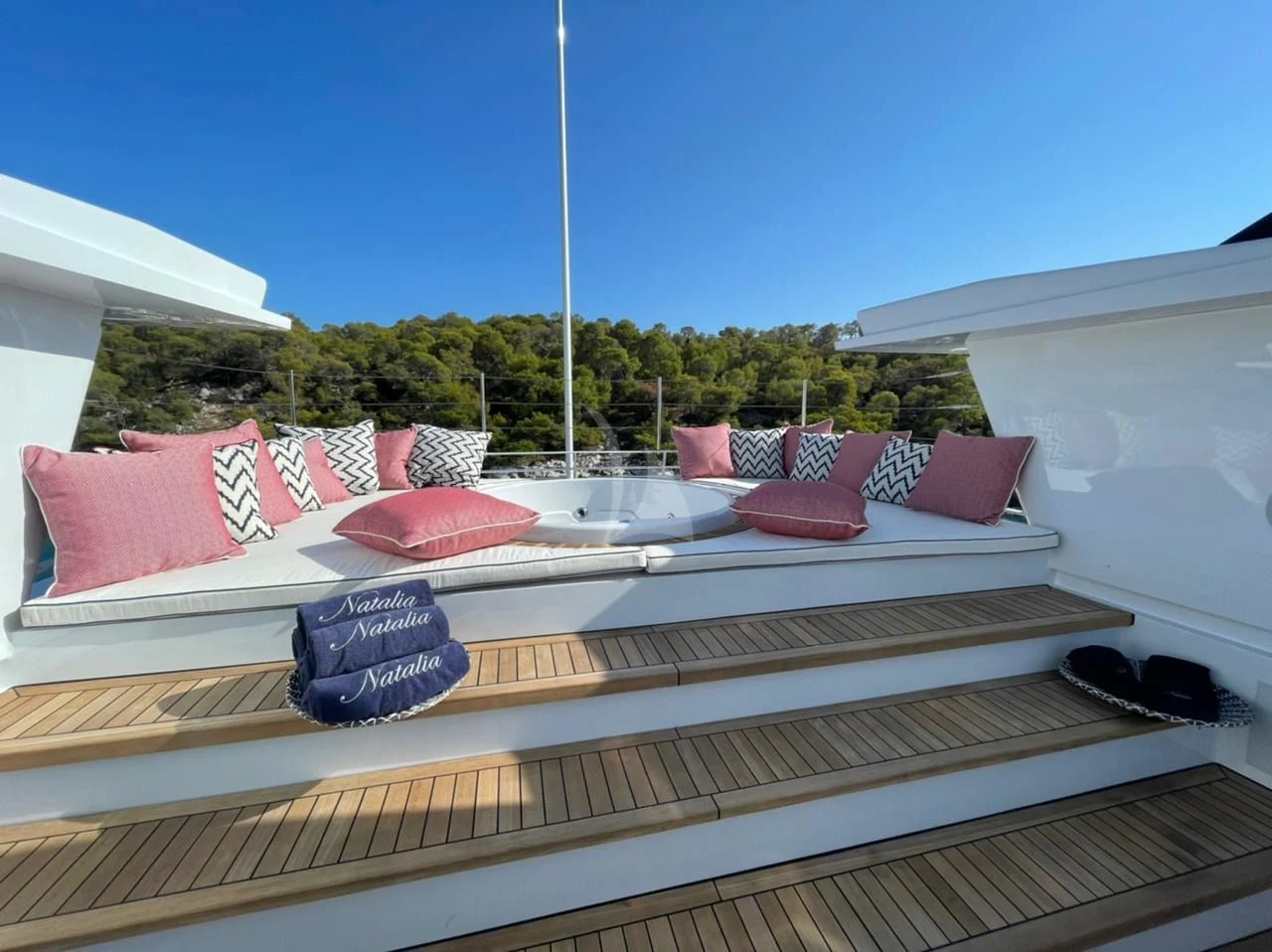 a roof with a solar panel aboard NATALIA V Yacht for Sale