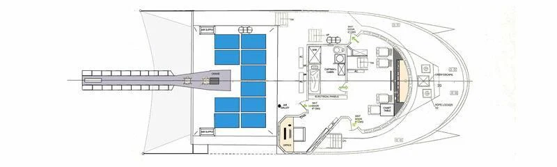 diagram, engineering drawing aboard BASILISK Yacht for Sale