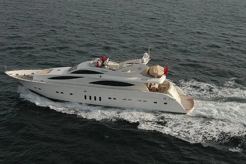 a white boat in the water aboard CORAL Yacht for Sale