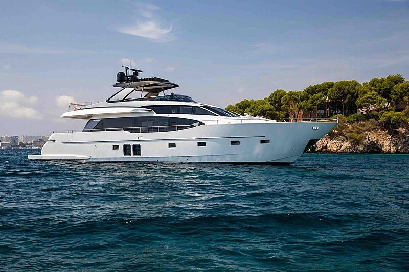 a white yacht in the water aboard BALANCE Yacht for Sale