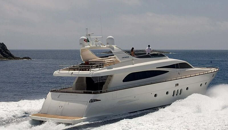 a white yacht on the water aboard HABANO Yacht for Sale