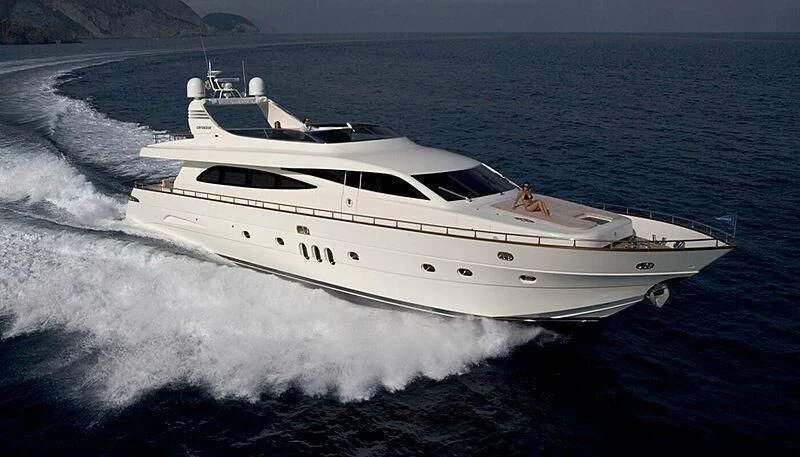 a white yacht on the water aboard HABANO Yacht for Sale