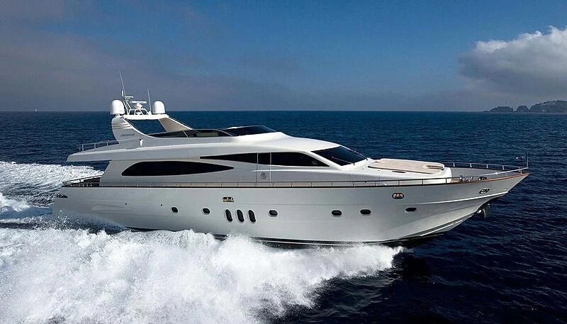 a white yacht on the water aboard HABANO Yacht for Sale