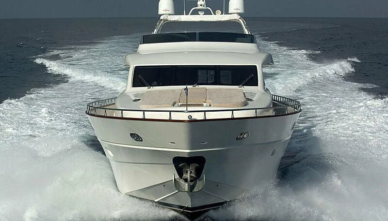a white boat on the water aboard HABANO Yacht for Sale