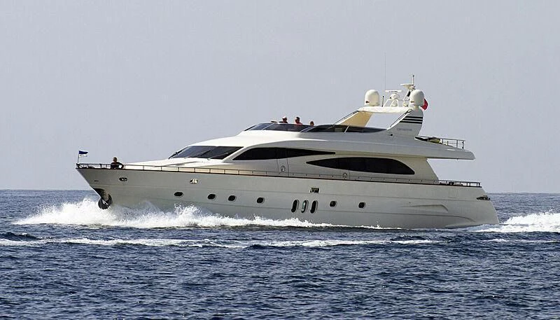 a white yacht on the water aboard HABANO Yacht for Sale