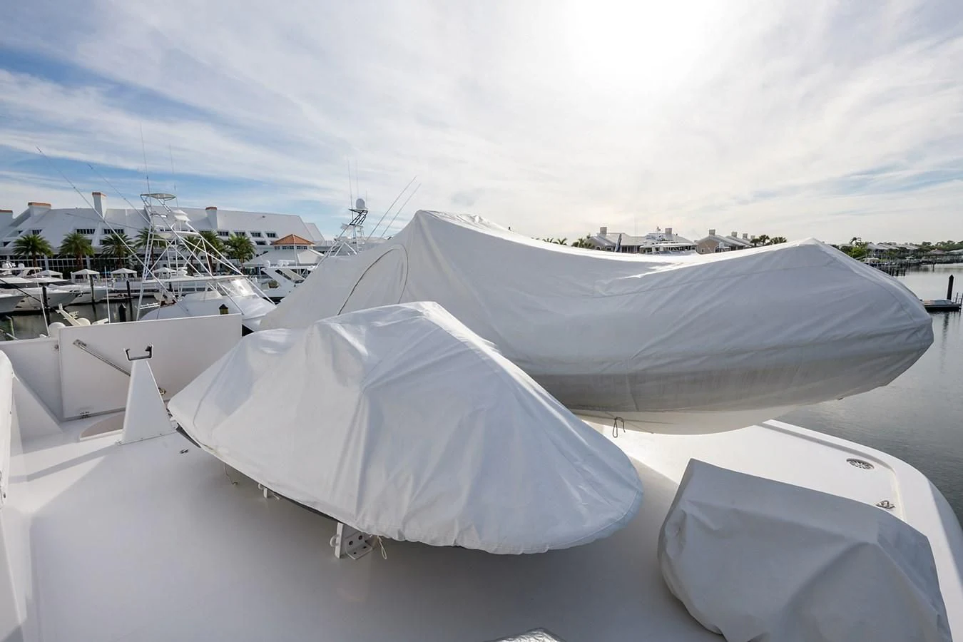 a group of white tents aboard MY GIRL Yacht for Sale