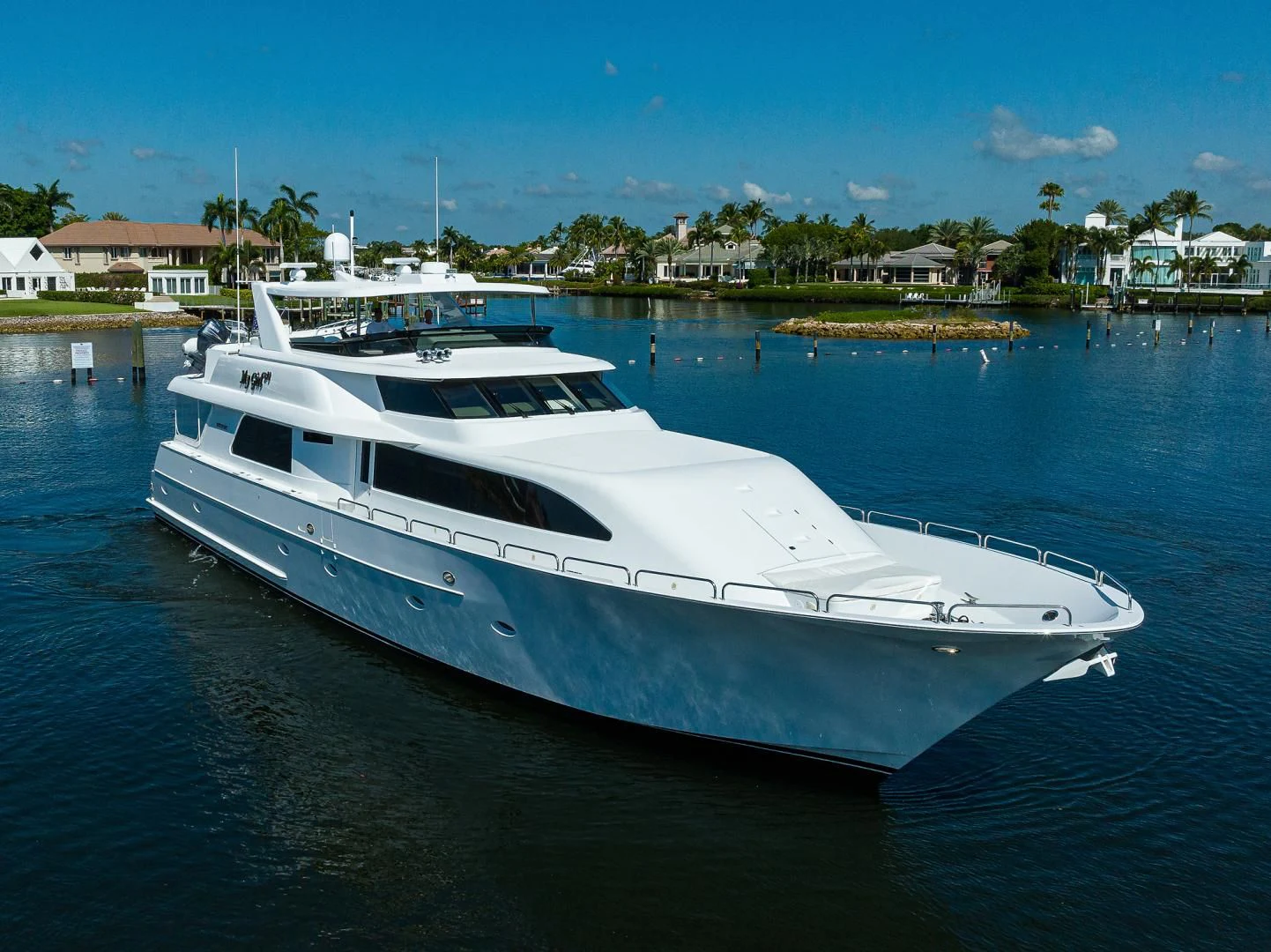 a white yacht in the water aboard MY GIRL Yacht for Sale