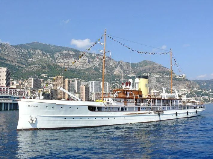 a boat in the water aboard SS DELPHINE Yacht for Sale