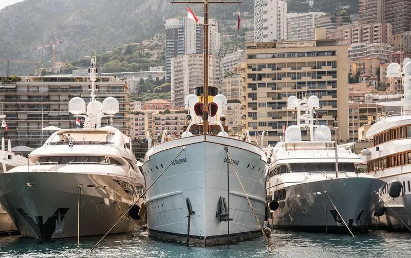 several boats in the water aboard SS DELPHINE Yacht for Sale