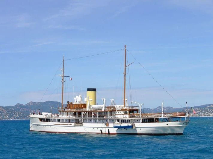 a boat in the water aboard SS DELPHINE Yacht for Sale