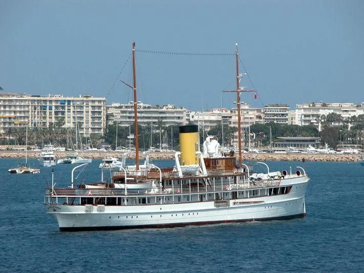 a boat in the water aboard SS DELPHINE Yacht for Sale