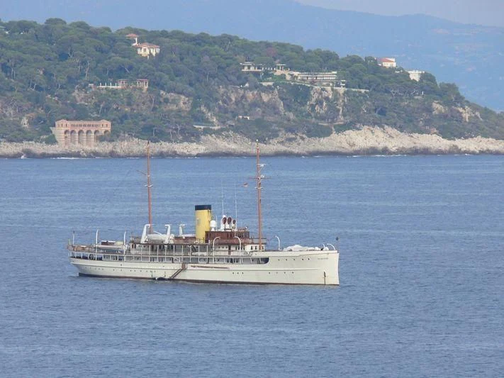 a ship in the water aboard SS DELPHINE Yacht for Sale