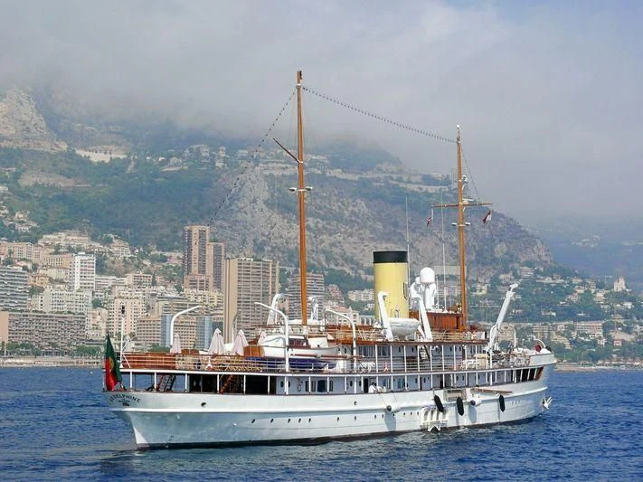 a boat in the water aboard SS DELPHINE Yacht for Sale