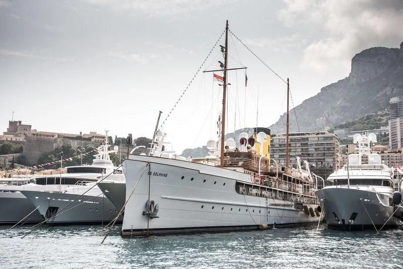 a boat in the water aboard SS DELPHINE Yacht for Sale