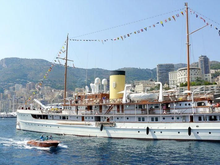 a boat in the water aboard SS DELPHINE Yacht for Sale