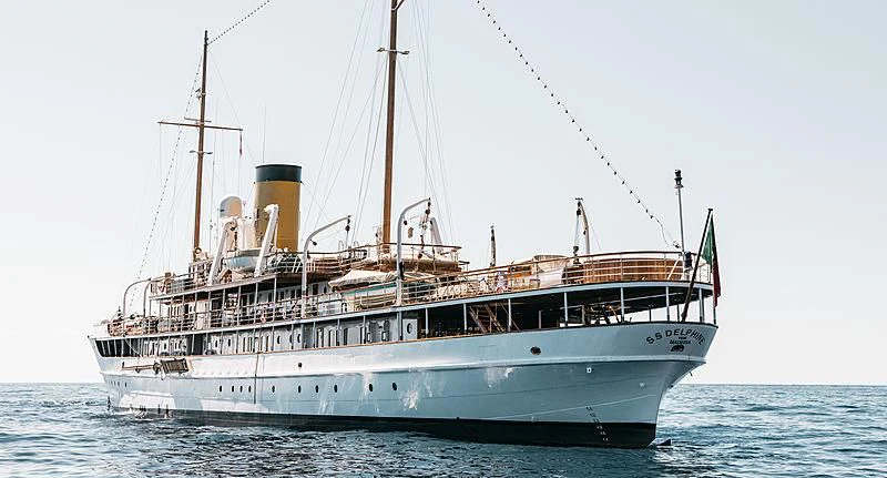 a boat in the water aboard SS DELPHINE Yacht for Sale