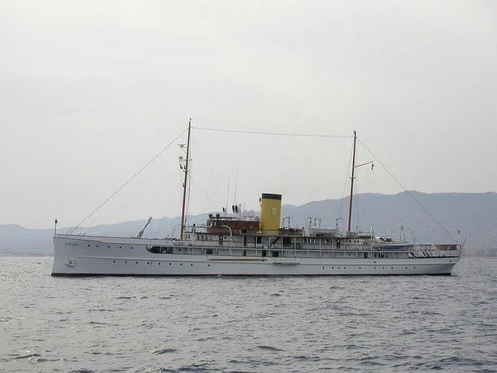 a boat in the water aboard SS DELPHINE Yacht for Sale