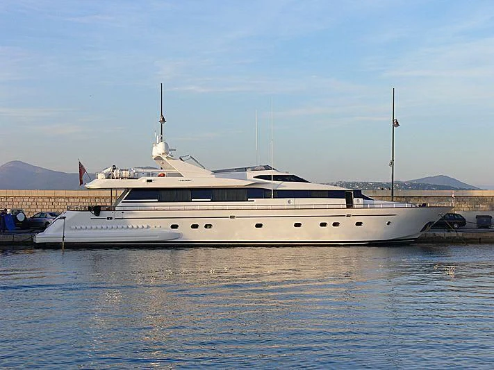 a large white yacht aboard LUMINOUS Yacht for Sale