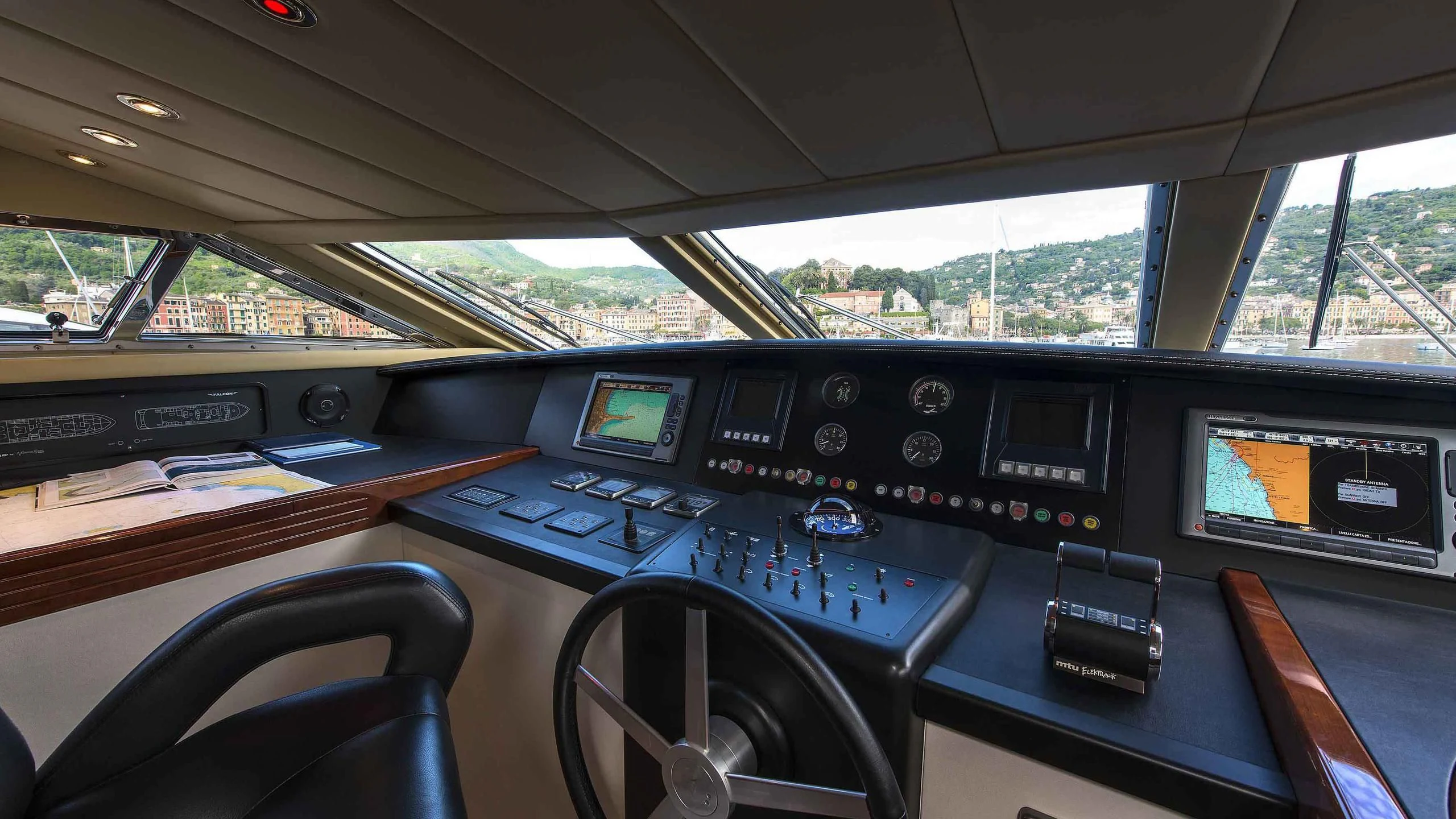 inside of a vehicle aboard LUMINOUS Yacht for Sale