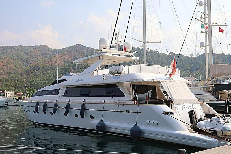 a white yacht in the water aboard LUMINOUS Yacht for Sale