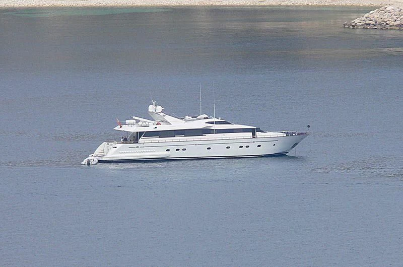 a white boat in the water aboard LUMINOUS Yacht for Sale