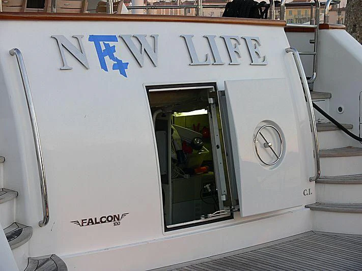 a white rectangular object with a window aboard LUMINOUS Yacht for Sale
