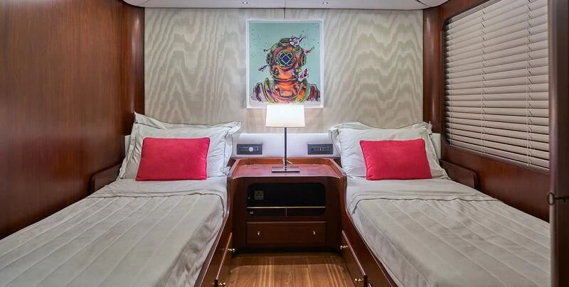 a couple of beds in a hotel room aboard DENEB'S DAUGHTERS Yacht for Sale