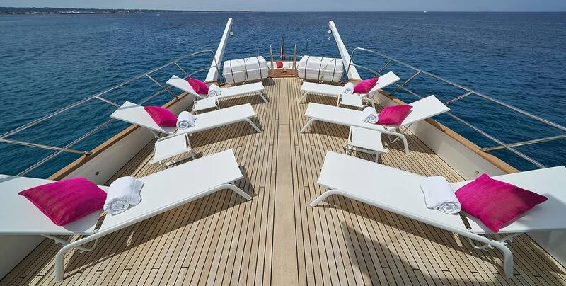 a deck with boats on it aboard DENEB'S DAUGHTERS Yacht for Sale