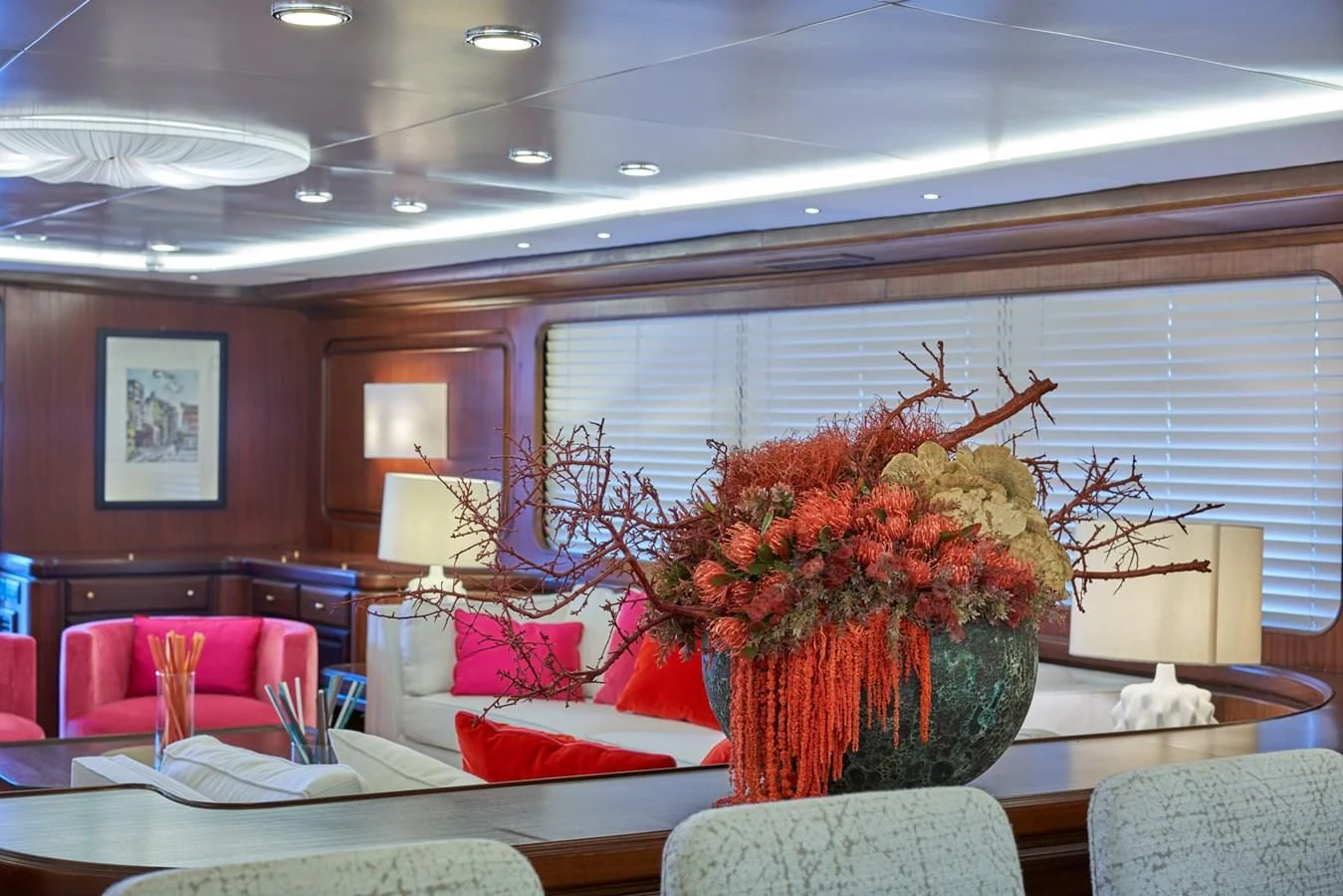 a room with a table and chairs aboard DENEB'S DAUGHTERS Yacht for Sale