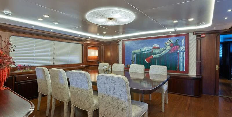a room with chairs and a table aboard DENEB'S DAUGHTERS Yacht for Sale