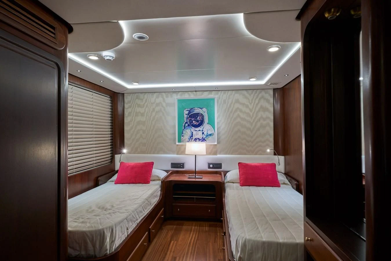 a room with two beds aboard DENEB'S DAUGHTERS Yacht for Sale