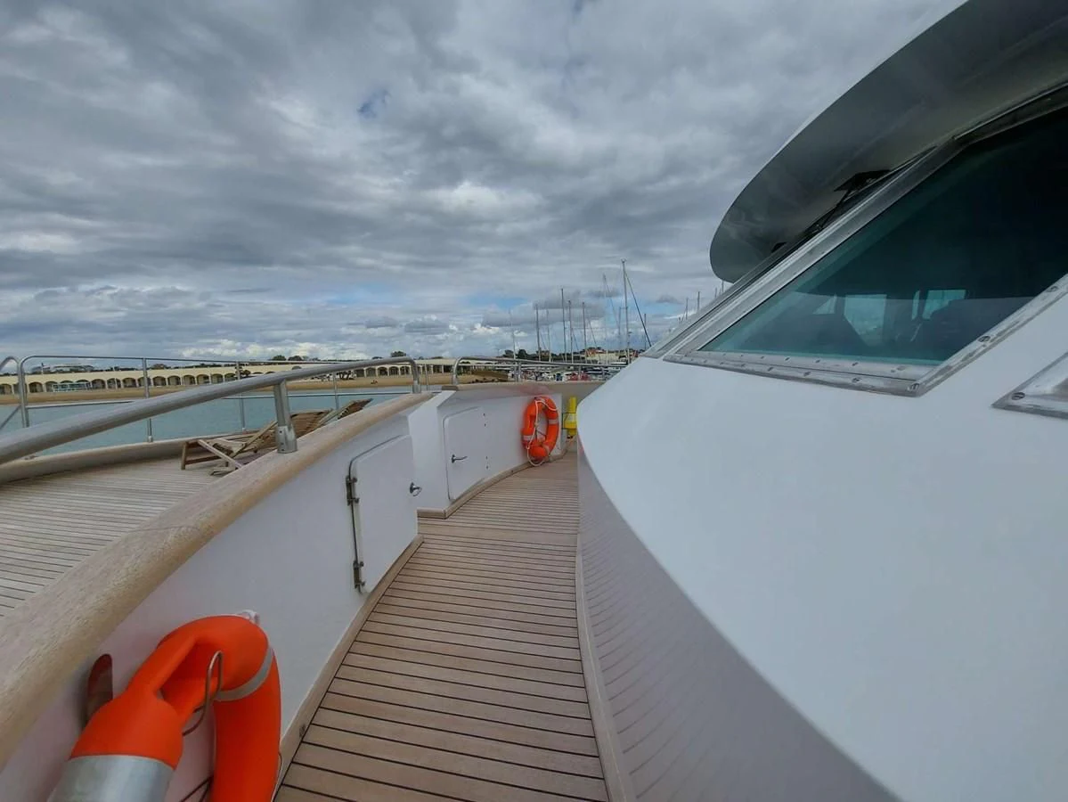a car on a road aboard DENEB'S DAUGHTERS Yacht for Sale