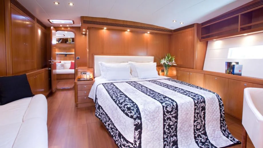 a bed in a room aboard THIRTY NINE Yacht for Sale
