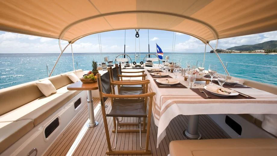 a table and chairs on a boat aboard THIRTY NINE Yacht for Sale