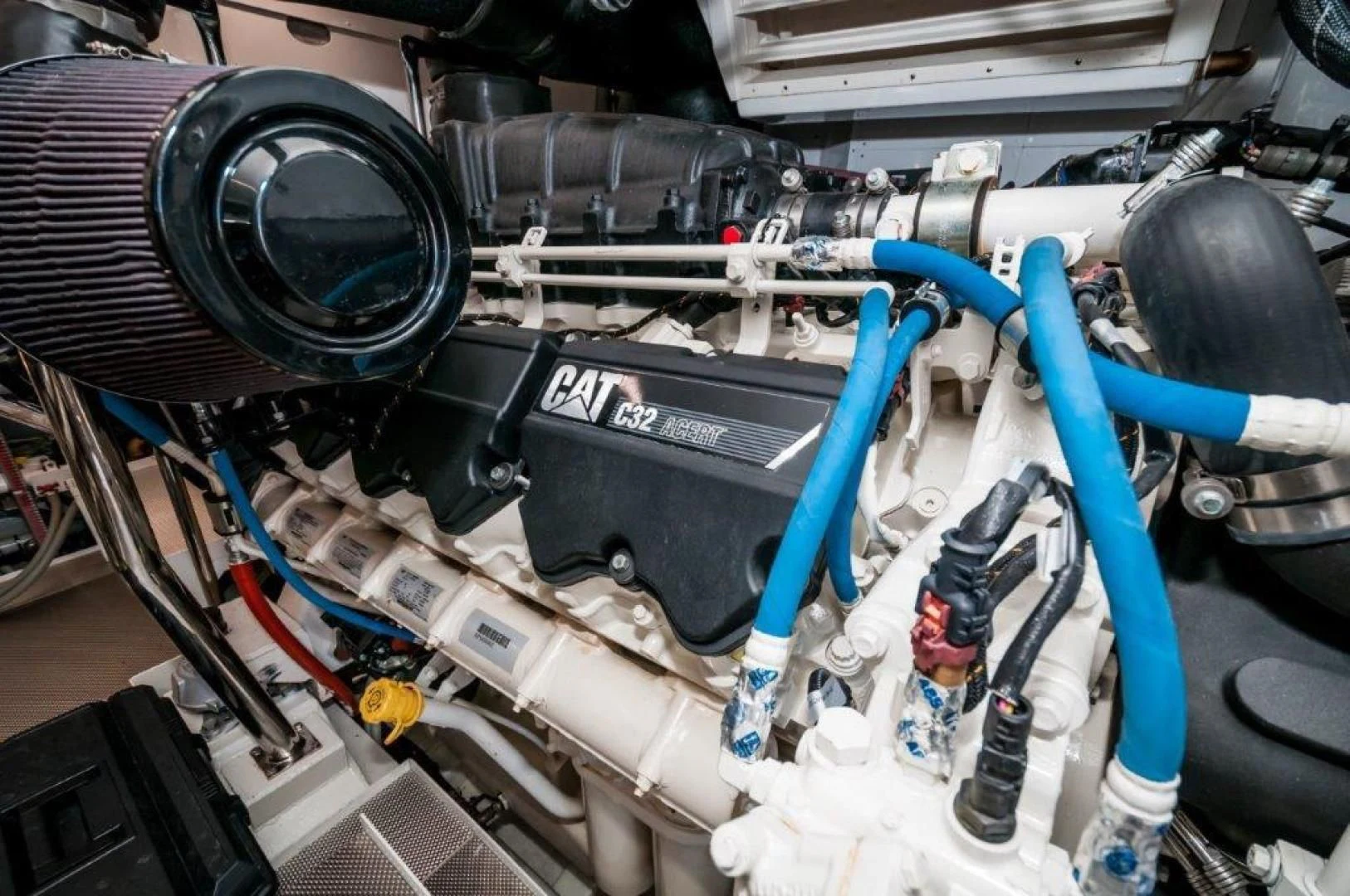 a close-up of a car engine aboard NEVER REST Yacht for Sale