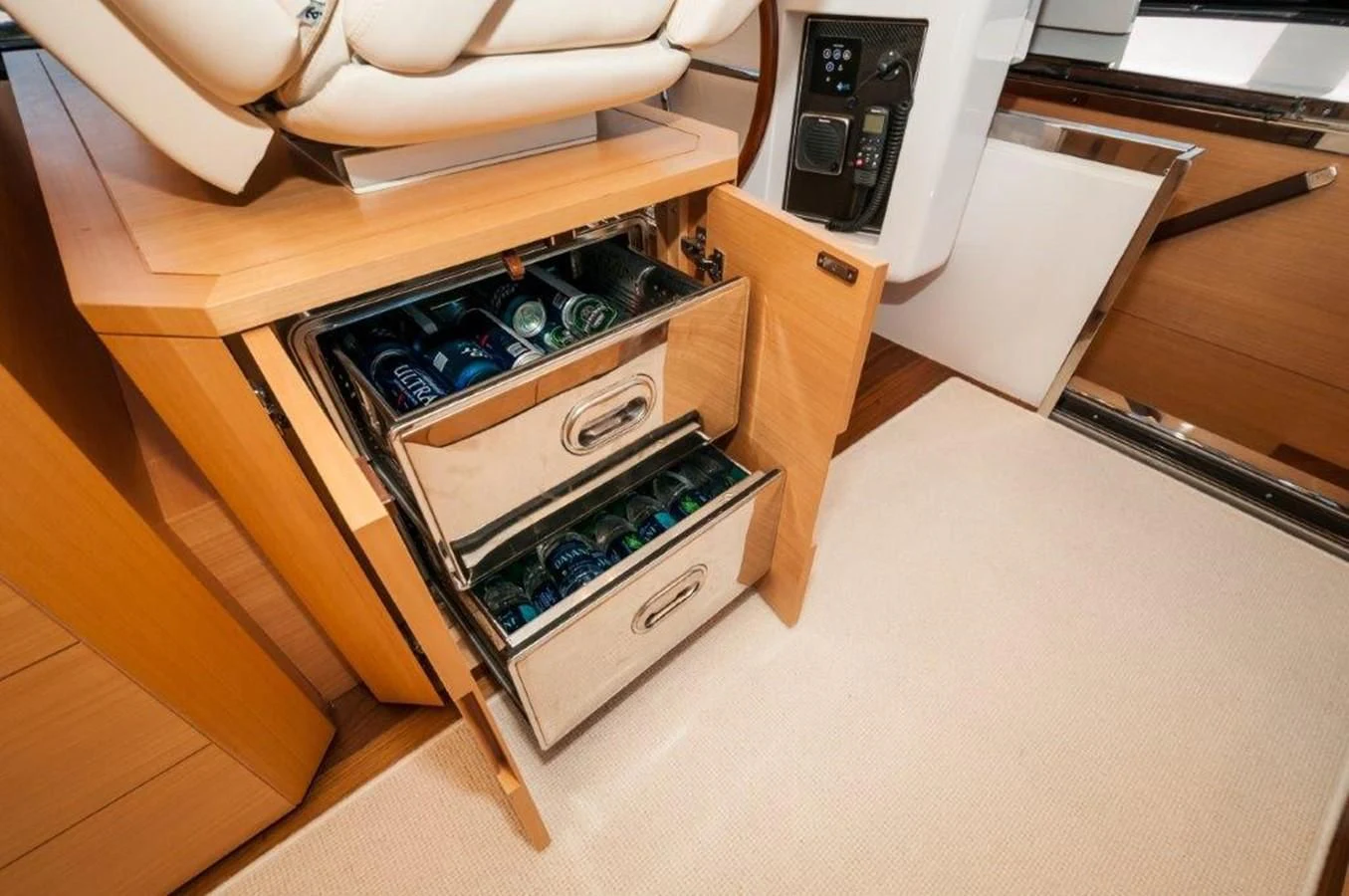 a toaster oven in a cabinet aboard NEVER REST Yacht for Sale
