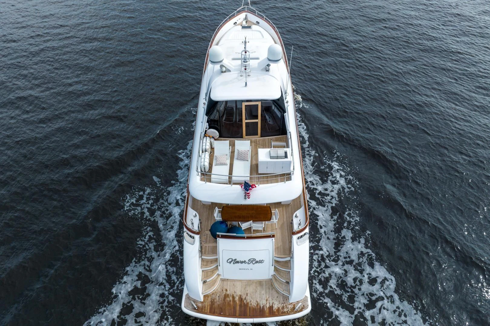 a boat in the water aboard NEVER REST Yacht for Sale