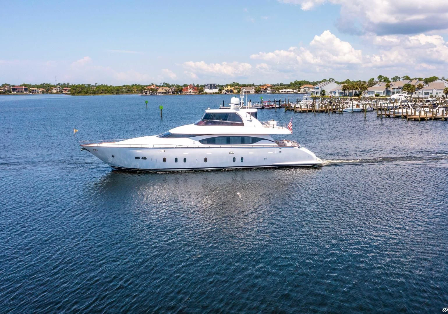 a white yacht in the water aboard NEVER REST Yacht for Sale