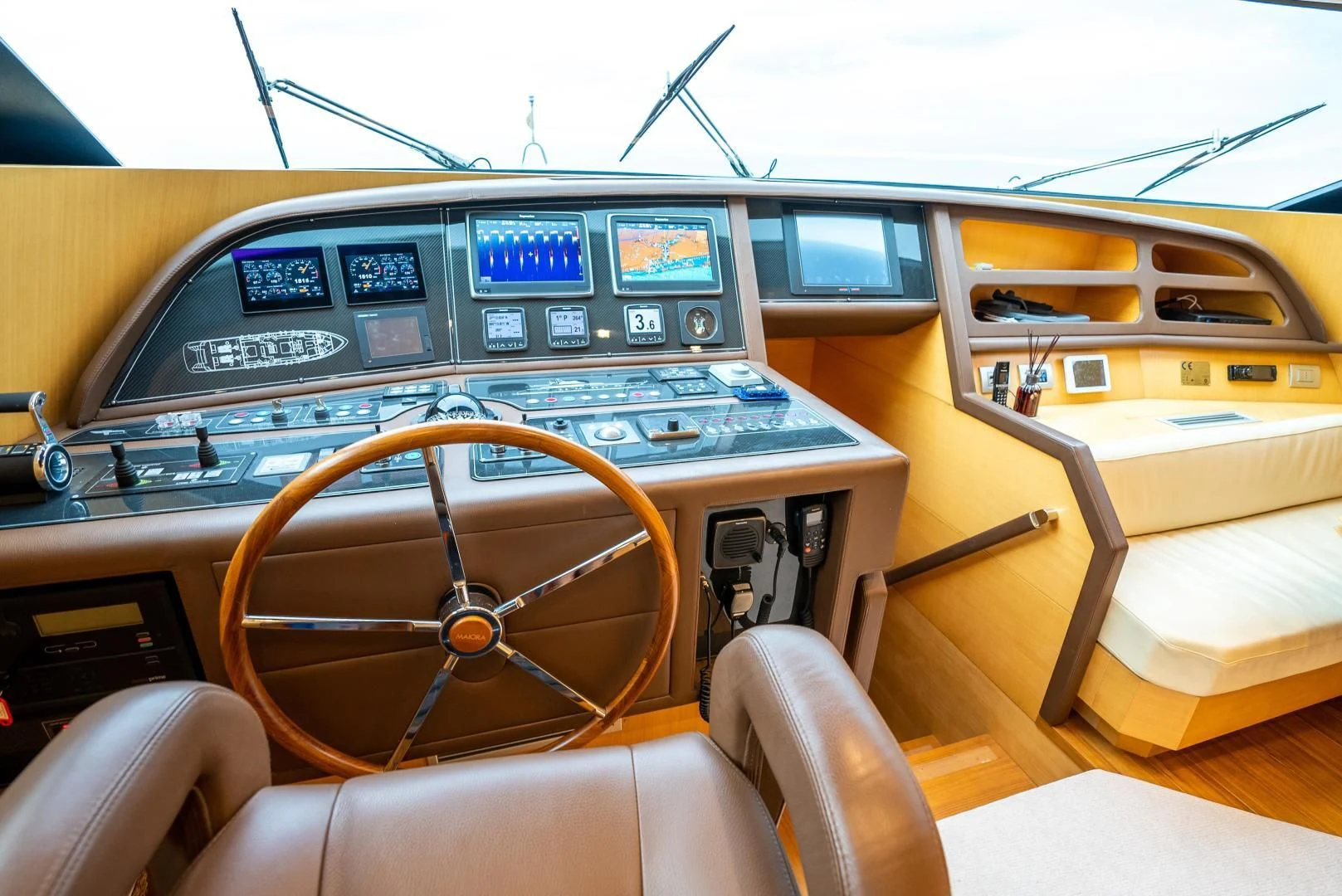the inside of a vehicle aboard NEVER REST Yacht for Sale