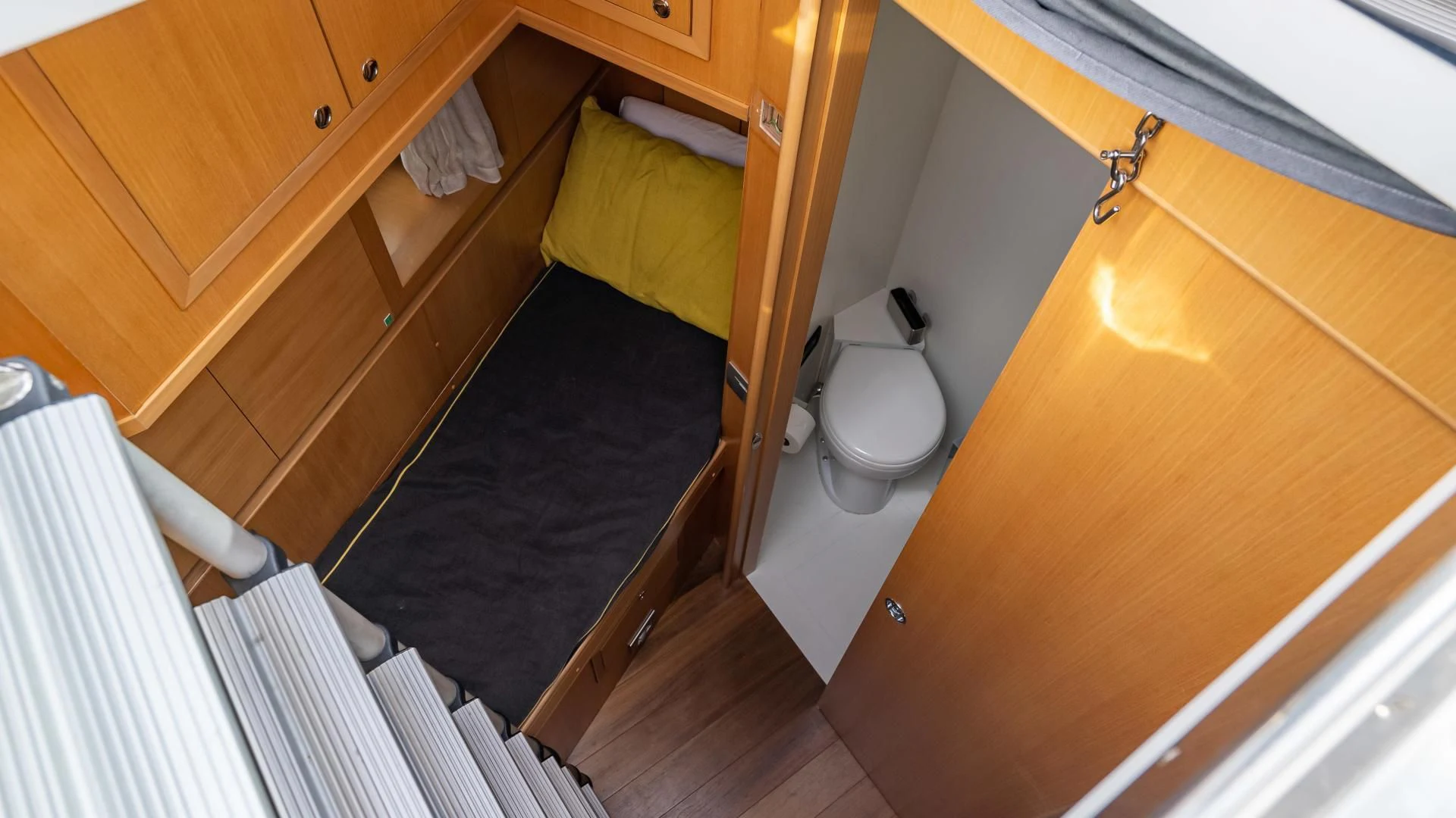 a view of a room with a toilet and a sink aboard NEVER REST Yacht for Sale