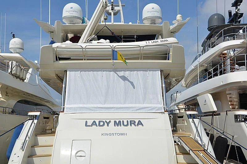 a large white ship aboard LADY MURA Yacht for Sale