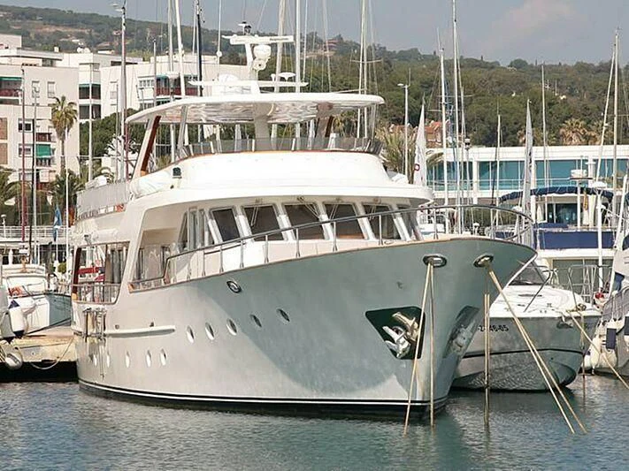 a boat in the water aboard MI AMOR Yacht for Sale