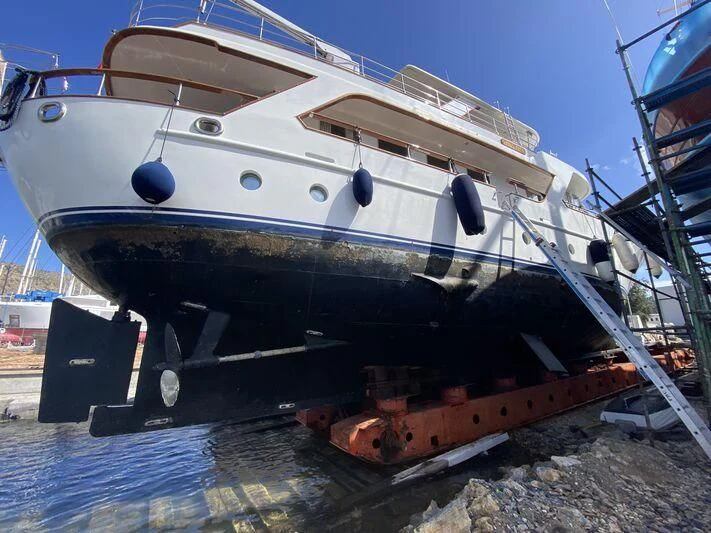 a boat on a trailer aboard MI AMOR Yacht for Sale