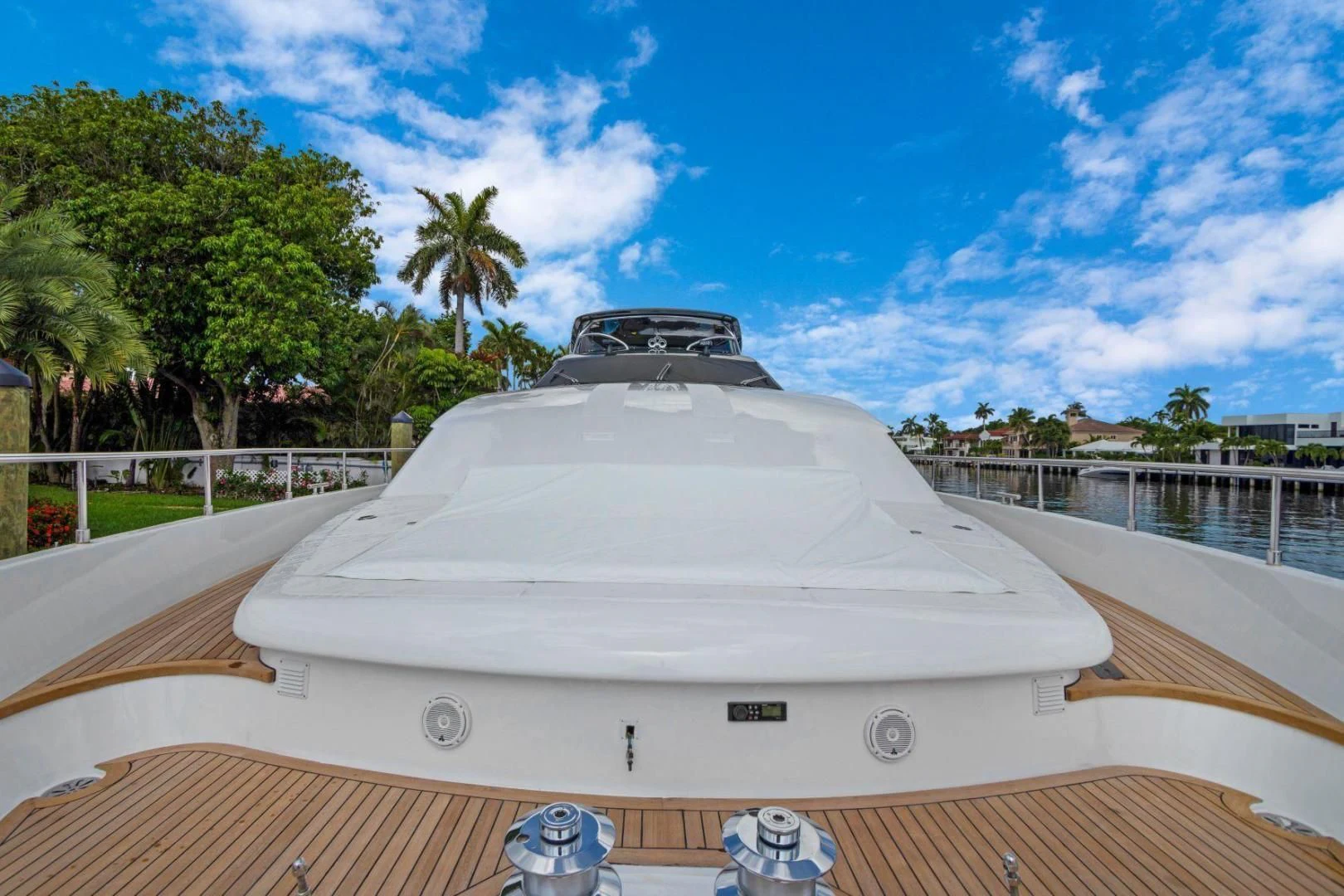 a large white tent on a road aboard SINPATICO Yacht for Sale