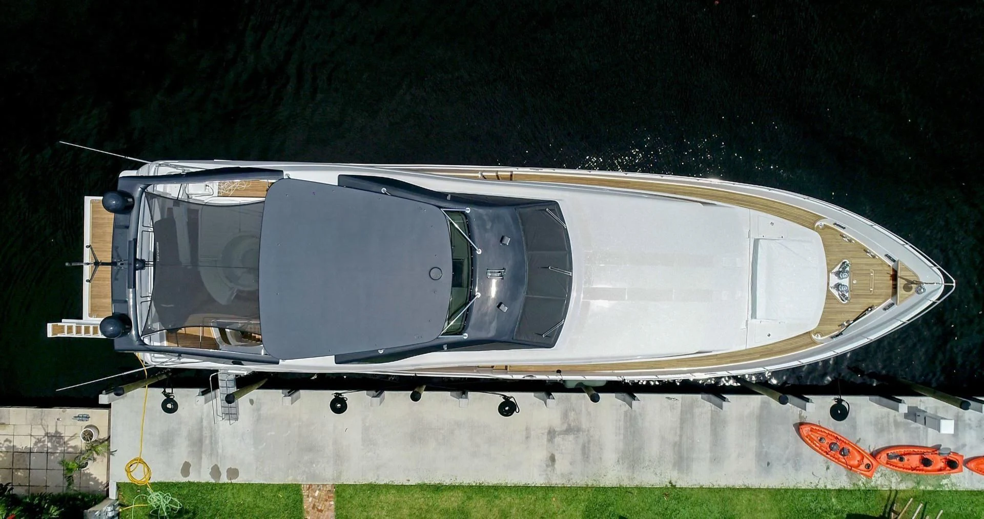 a helicopter on a concrete wall aboard SINPATICO Yacht for Sale