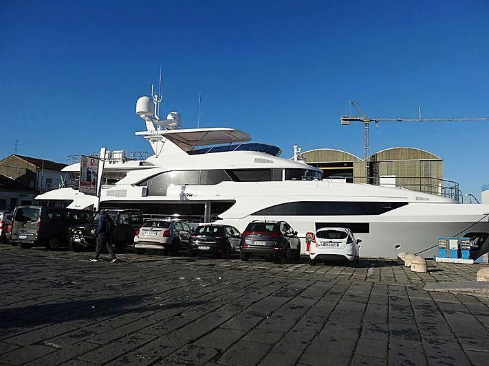 a boat docked at a pier aboard NECHIDA Yacht for Sale