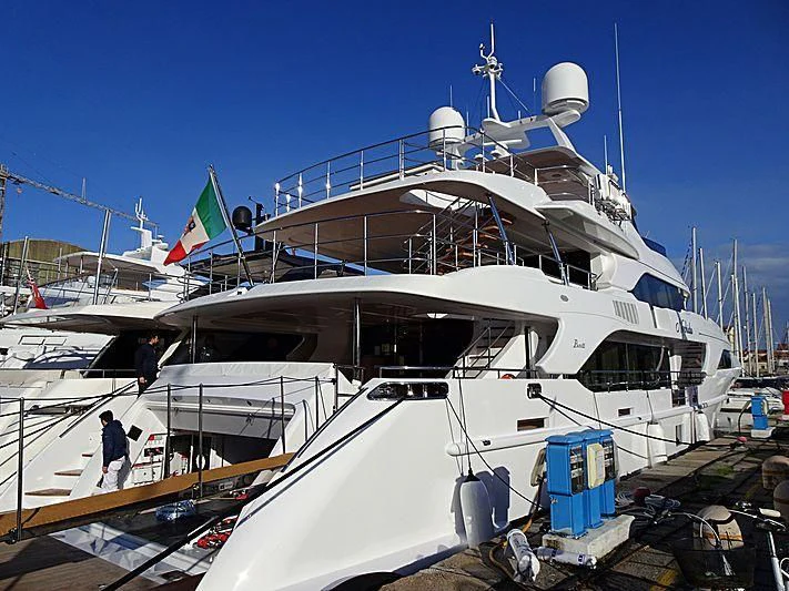 a boat is being loaded with supplies aboard NECHIDA Yacht for Sale