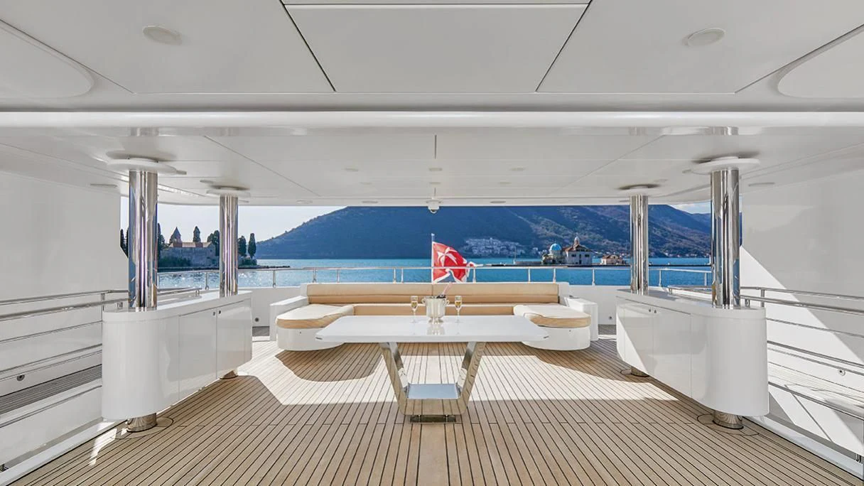 a large swimming pool aboard VERA Yacht for Sale