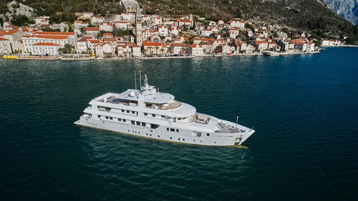 a white boat in the water aboard VERA Yacht for Sale